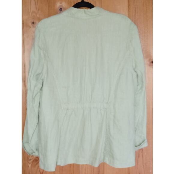 Relativity Linen Jacket Olive Green Women's 1X Boho Lagenlook Coastal Grandma - Picture 4 of 7